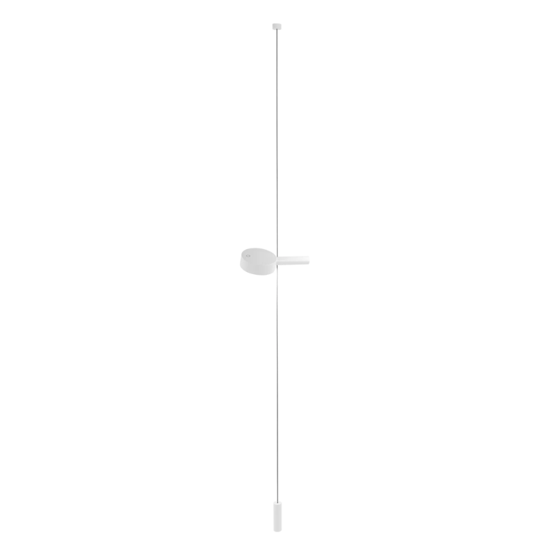 The white Super O Suspended Floor Lamp from Zafferano with one light.