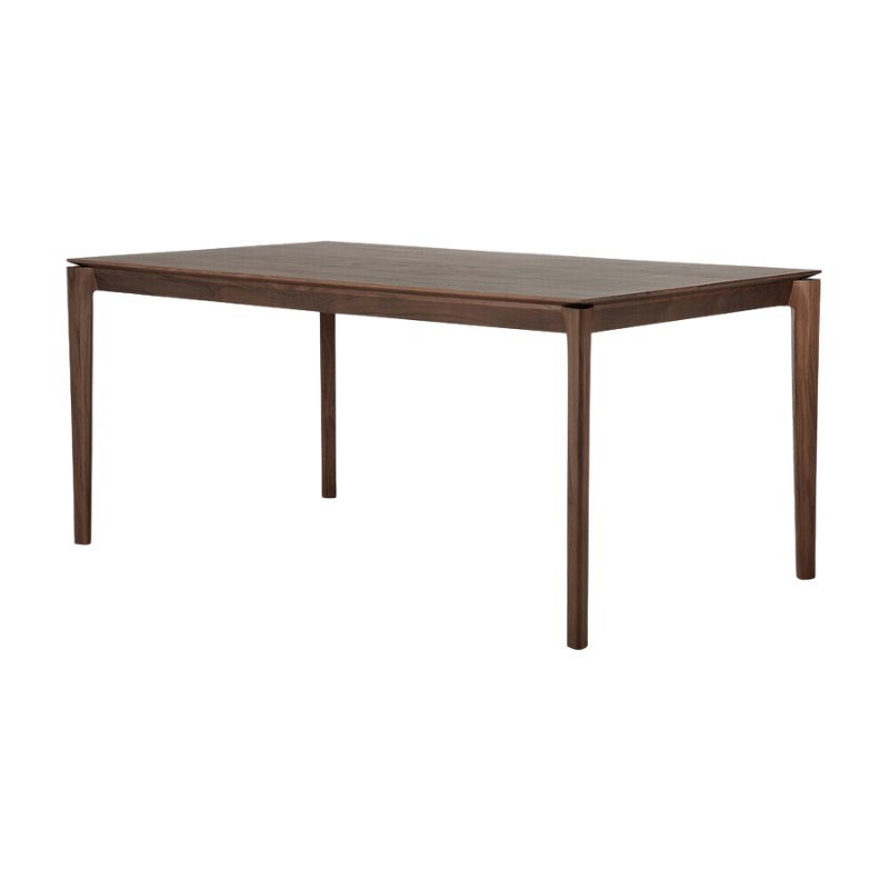 The Bok Dining Table from Ethnicraft in brown teak, 63 inch size.