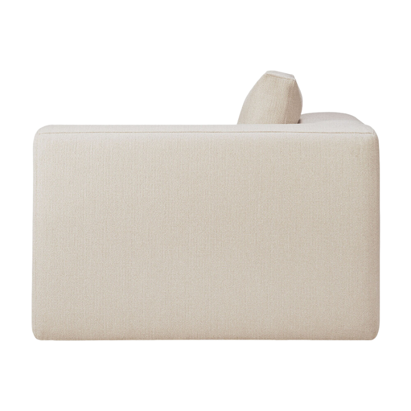 The left arm Mellow End Seater from Ethnicraft is in off-white fabric on the side.