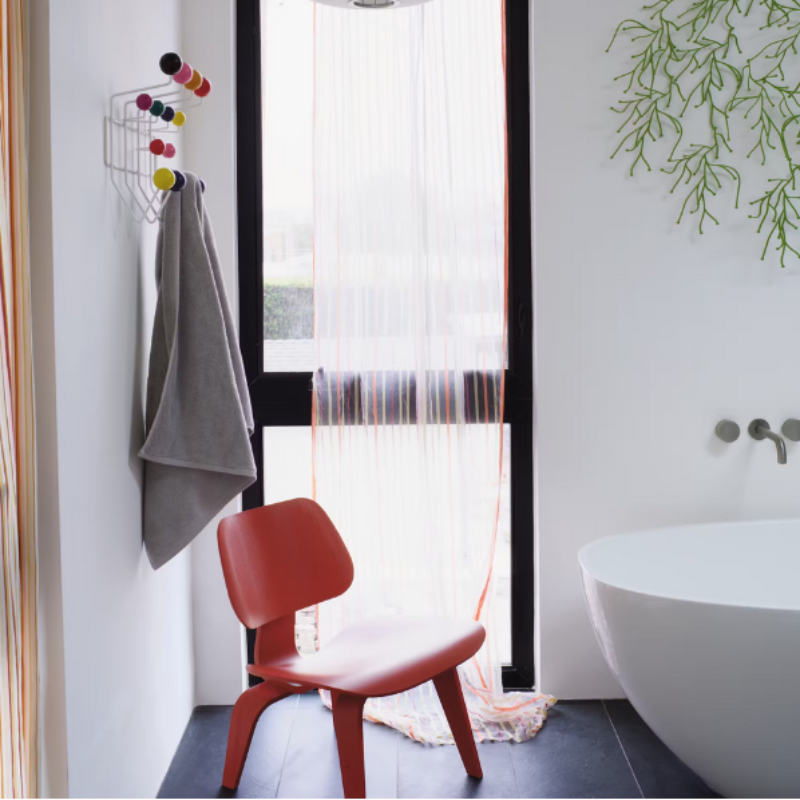 The Eames Hang-It-All from Herman Miller in a bathroom.