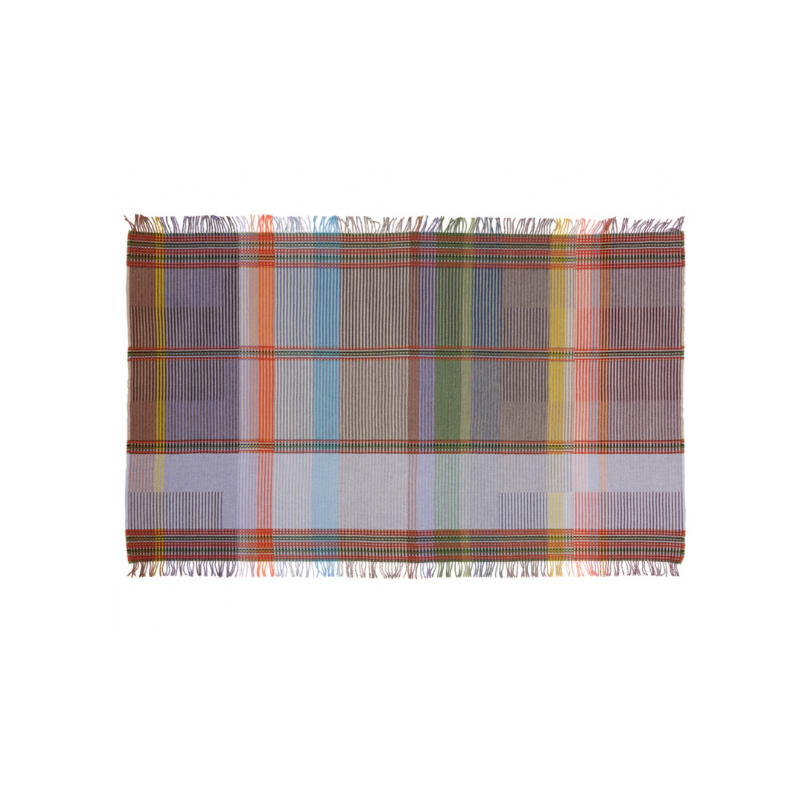 Woven in merino lambswool, Wallace & Sewell's Pinstripe throws combine bold-colored blocks with fine, detailed vertical stripes. This double-sided design also has a contrasting pixelated border and makes a stunning addition to a room.