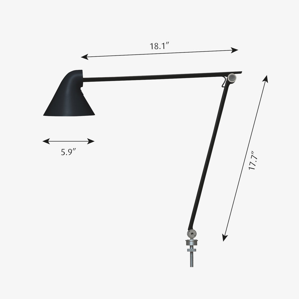 The NJP Table Lamp is a new interpretation of a classic architect lamp designed by Nendo design studio of Japan and designer Oki Sato. Its simple and honest look bares the lamp's functional components and makes it self-explanatory in its expression. The lamp features a timer function that can be set to turn the lamp off at after four or eight hours. Its ergonomic design and simple mechanical system provides great freedom of movement, so that light can always be set in the ideal position in the workspace.