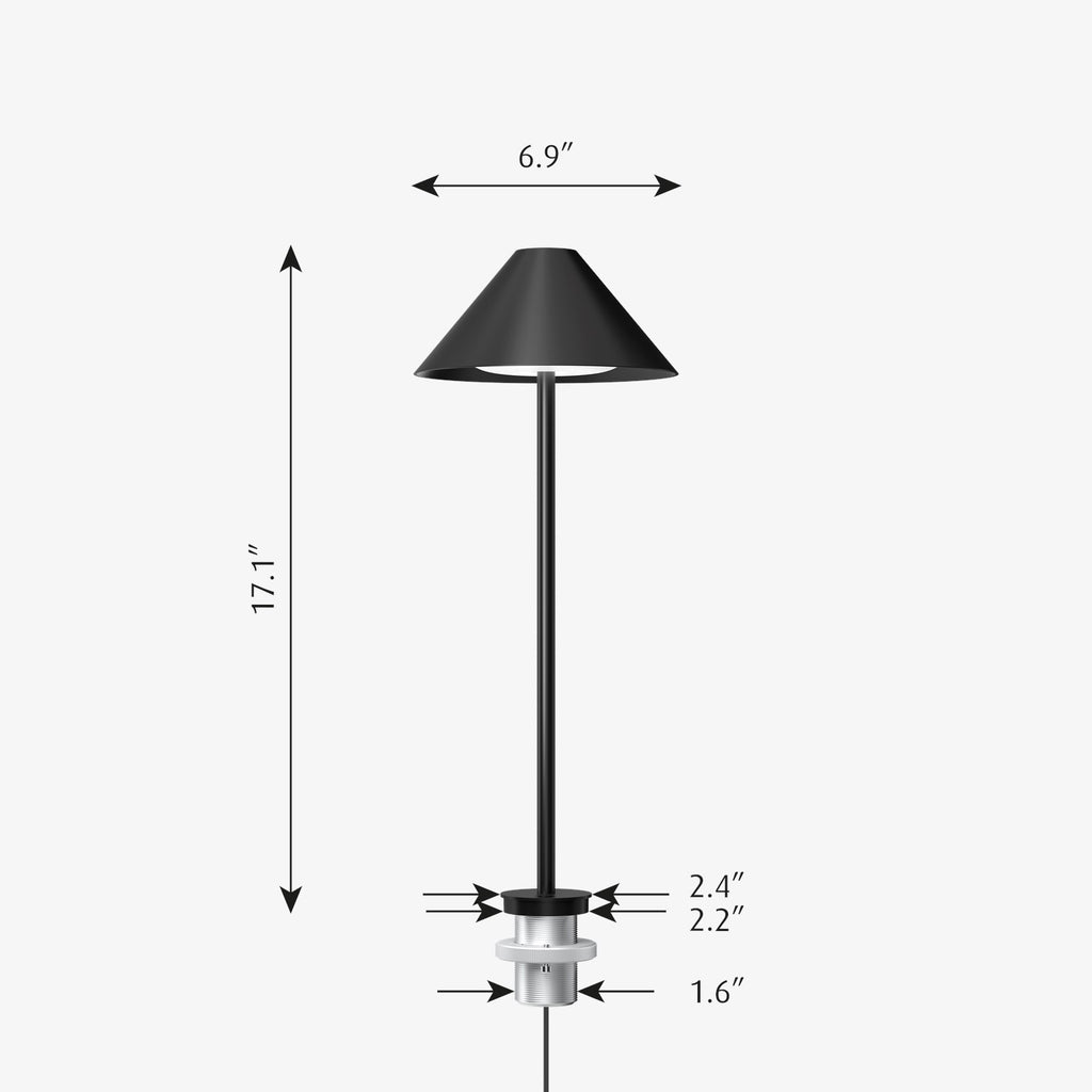 The Keglen table lamp’s distinctive conical shade has a built-in curved diffuser. This ensures an attractive and glare-free downwardly directed light. The stem morphs into the diffuser shade, folding inward and creating a beautiful organic geometry. A gentle light is also emitted upward through a discreet uniform opening in the top of the shade to create a perfect ambiance. Designed by Jakob Lange.