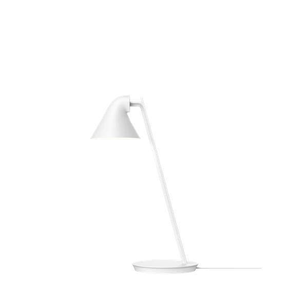 The NJP Mini Table Lamp is a petite version of the NJP Table Lamp with downscaled proportions. Both are a modernistic take on the classic architect lamp with the flexibility of two joints on the extensive arm. The characteristic rear-shade opening toward the arm allows stemless adjustment of the organic head. Designed by Nendo Japanese design studio and designer Oki Sato. 