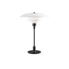 The PH 3½-2½ glass table lamp is designed based on the principle of a reflective three-shade system, which directs the majority of the light downwards. The shades are made of hand blown opal three-layer glass, which is glossy on top and sandblasted matte on the underside, giving a soft and diffused light distribution. Designed by Poul Henningsen.