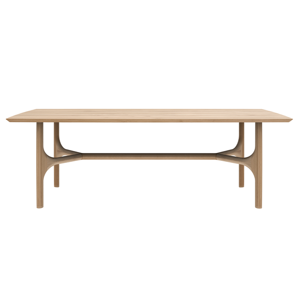 The Nexus Dining Table by Ethnicraft is brought to life by creating flow and movement. There is a certain subtle transition going from shape to shape within the design of the table. A single line that was almost instinctively sketched on paper in the early stages of the design process. All elements are seamlessly merged together bringing warmth to any dining room. 