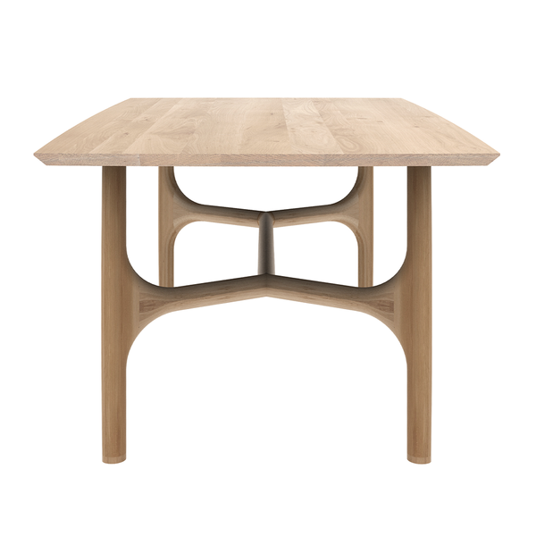 The Nexus Dining Table by Ethnicraft is brought to life by creating flow and movement. There is a certain subtle transition going from shape to shape within the design of the table. A single line that was almost instinctively sketched on paper in the early stages of the design process. All elements are seamlessly merged together bringing warmth to any dining room. 