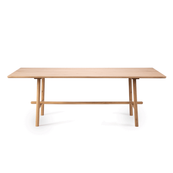 The Profile Dining Table by Ethnicraft is designed Alain van Havre with a delicate and gentle appearance. Known for its 'visual lightness,' each part seems to rest on its supporting counterpart gently. However, the sum of all parts equals a very solid structure. Made of solid oak, the Profile Dining Table is modern and warm in its organic rectangular design features seamlessly in any dining room.