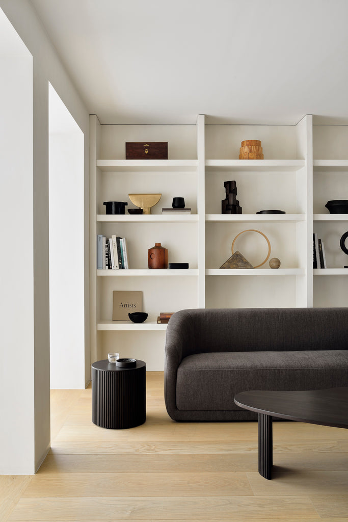 The Trapeze Three Seater Sofa by Jacques Deneef for Ethnicraft. Geometric, straight and clean lines: Trapeze is a statement of classic minimalism. Accumulate cushions to style it as you wish, like a blank canvas on which you can let your inspiration flow. This nonchalant lounge sofa will fit into any style, whether that be in an urban flat or a country homestead.