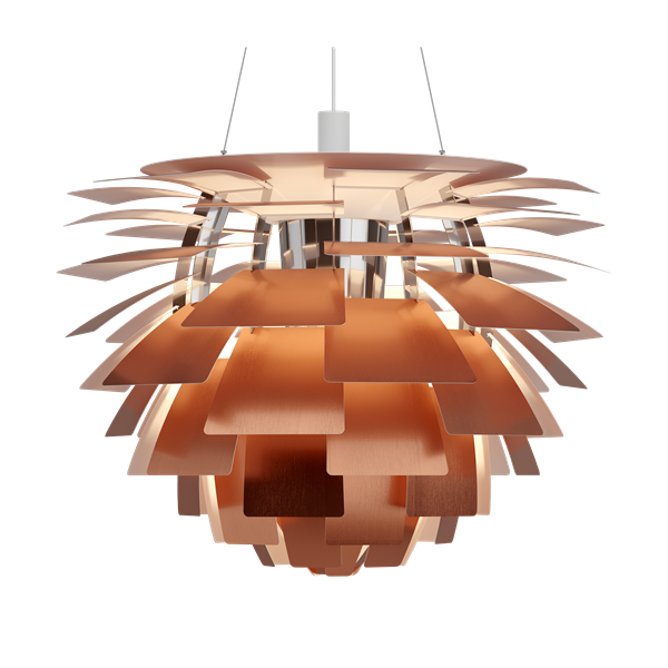 The PH Artichoke fixture provides 100% glare-free light. The 72 precisely positioned leaves form 12 unique rows of six leaves each. They illuminate the fixture as well as emitting diffused light with a unique pattern. The fixture provides decorative and comfortable lighting. For the energy saving LED variant, the quality of light and atmosphere surrounding the product is kept at the highest level.