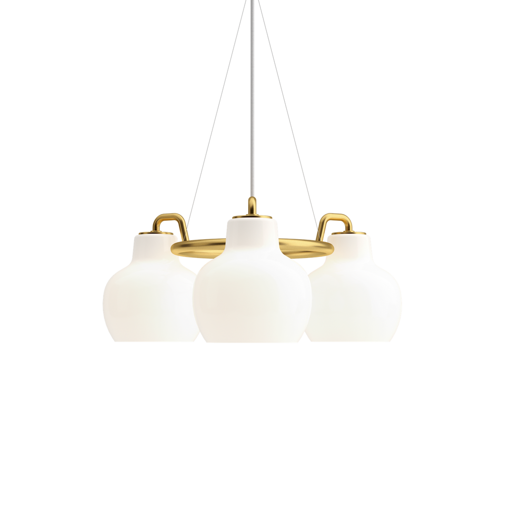 The VL Ring Crown pendant chandelier by Louis Poulsen emits light directed primarily downwards.‎ The opal glass provides a comfortable and uniform illumination of the area around the fixture.