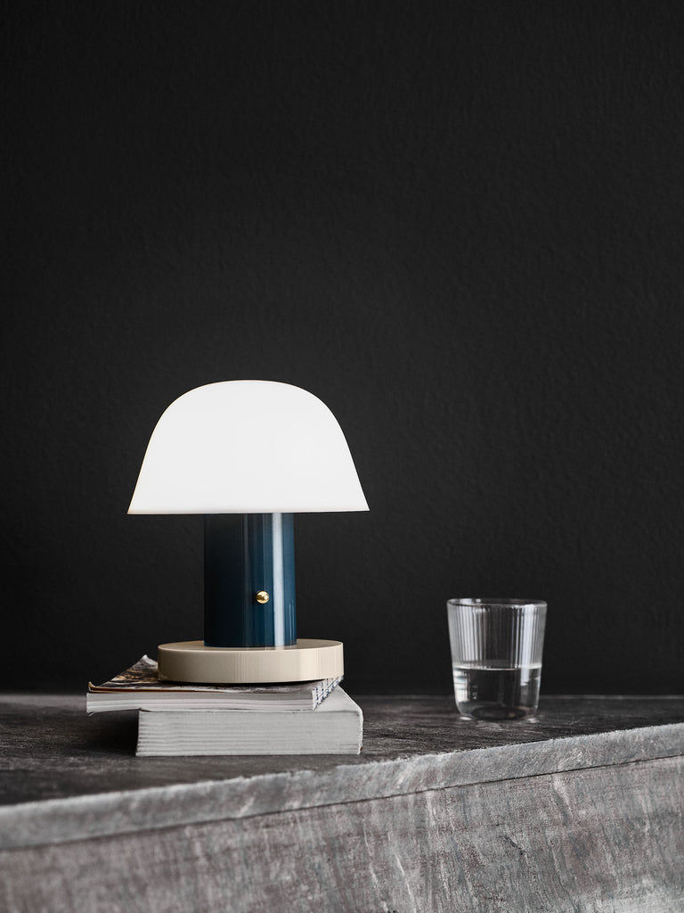 The Setago Portable Table Lamp by Jamie Hayon for &Tradition. ‘Seta’ the Spanish word for mushroom sets the tone for the diminutive, mushroom-like proportions of this quirky table lamp.