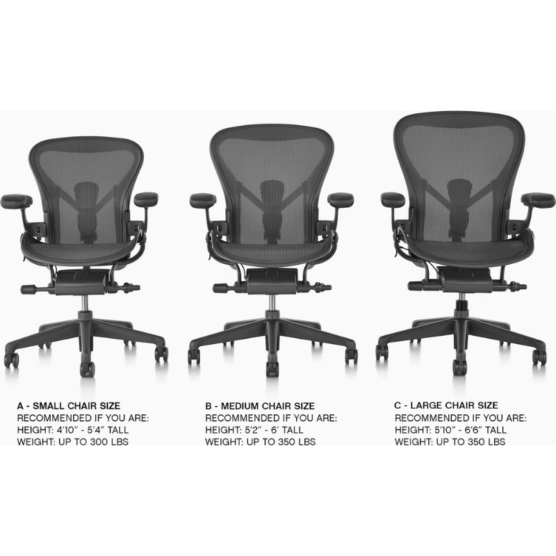 The Aeron office chair by Herman Miller revolutionized office seating with its defining design qualities: the pioneering Pellicle suspension material and its patented PostureFit SL back support, which affords the ideal sit — chest open, shoulders back, pelvis tilted slightly forward. 