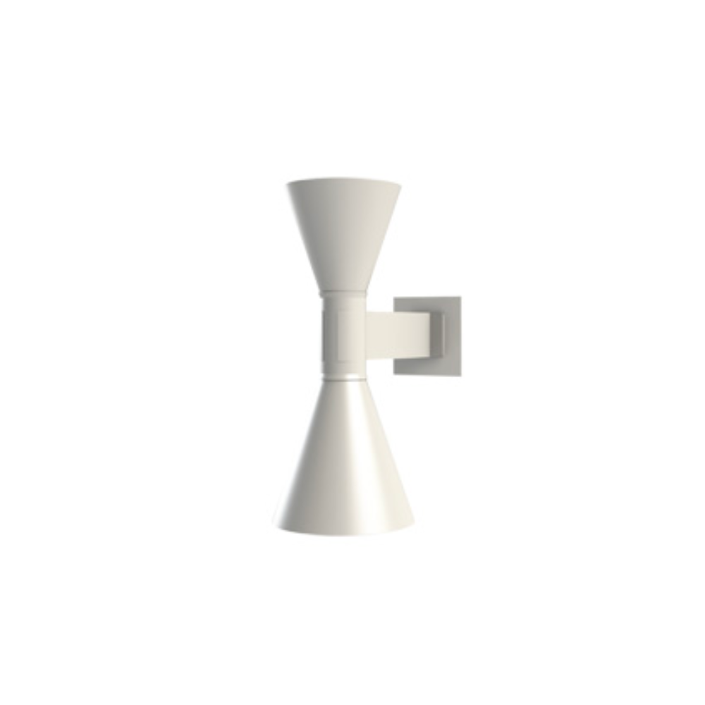 The mini version of the iconic Applique de Marseille, designed by Le Corbusier for his Parisian flat in Rue Nungesser et Coli. This wall lamp provides direct and diffused light through its two cone-shaped lampshades that direct the light up and down, providing homogenous and sharp light beams.