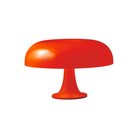 Designed back in 1967 by Giancarlo Mattioli, the Artemide Nesso Table Lamp yet remains very much at home in today's contemporary interiors. Its distinctive mushroom-shaped form is created out of injection-molded ABS resin. It makes a bold statement in modern living rooms or offices in either vibrant Orange or clean, crisp White.