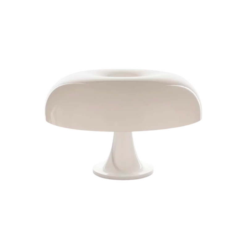 Designed back in 1967 by Giancarlo Mattioli, the Artemide Nesso Table Lamp yet remains very much at home in today's contemporary interiors. Its distinctive mushroom-shaped form is created out of injection-molded ABS resin. It makes a bold statement in modern living rooms or offices in either vibrant Orange or clean, crisp White.