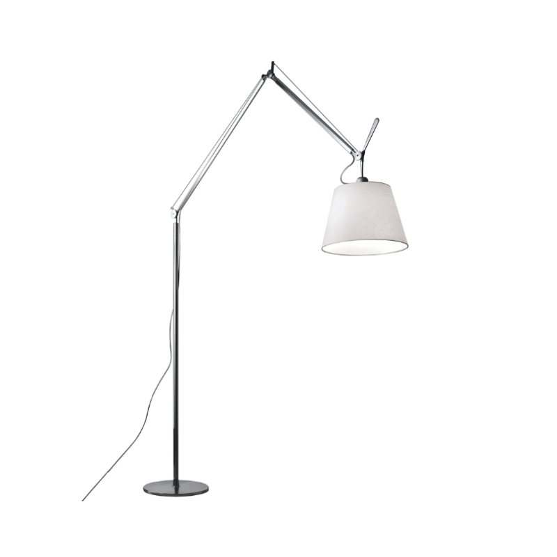 An extension to the iconic Tolomeo family, Tolomeo Mega features the same arm balancing system as the Tolomeo table lamp combined with a selection of parchment or fabric shades, creating its own sub-family.
