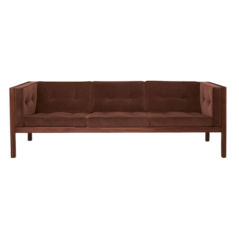 A mix of hard and soft, Cube’s solid wood frame is paired with inviting tufted seats neatly finished with piping for a tailored look.