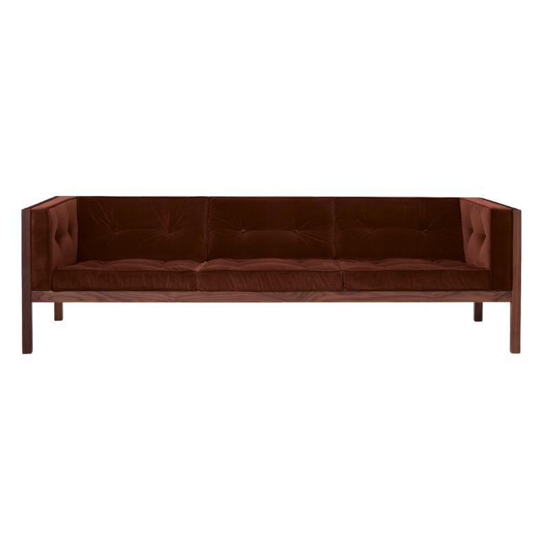 A mix of hard and soft, Cube’s solid wood frame is paired with inviting tufted seats neatly finished with piping for a tailored look.