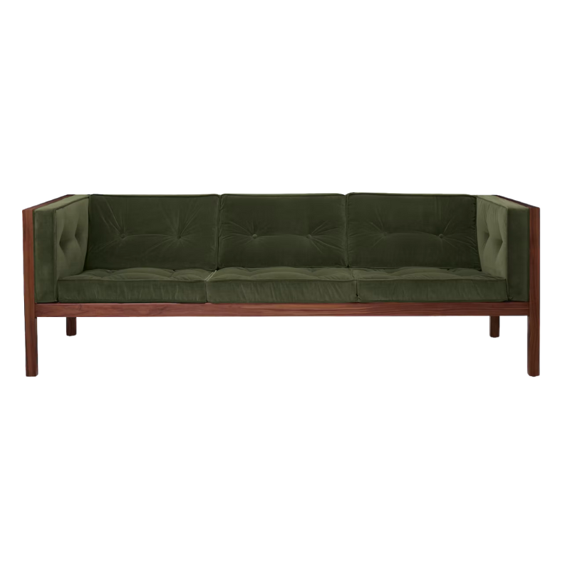 A mix of hard and soft, Cube’s solid wood frame is paired with inviting tufted seats neatly finished with piping for a tailored look.