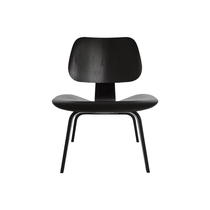 The Eames Molded Plywood Lounge Chair Wood Base (LCW) from Herman Miller in ebony.