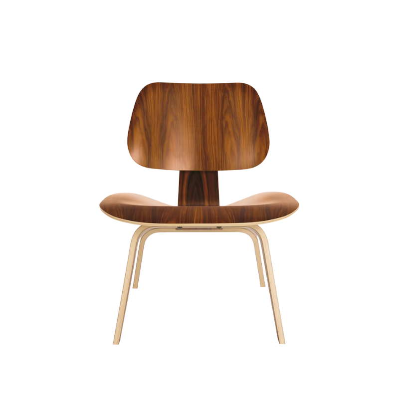 The Eames Molded Plywood Lounge Chair Wood Base (LCW) from Herman Miller in santos palisander.