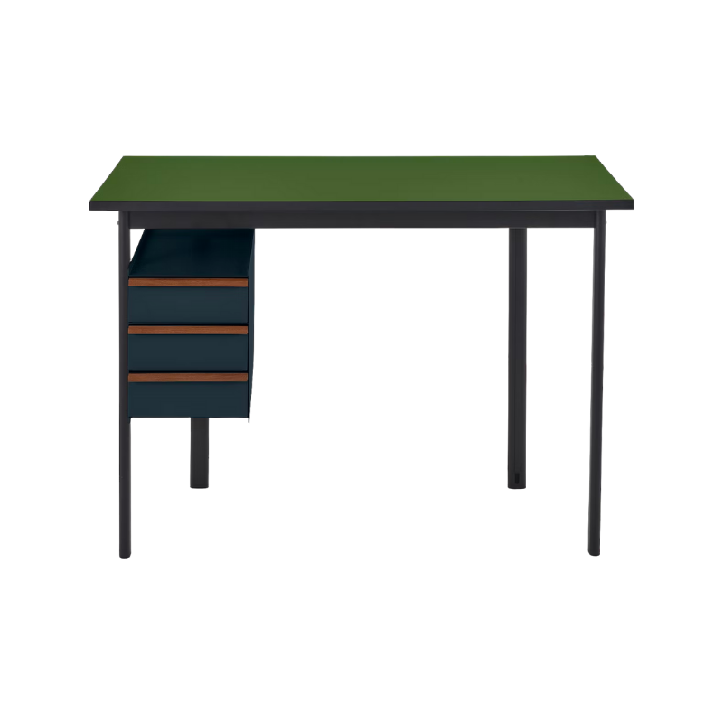 Mode Desk by Herman Miller is a study in pared-down design. This high-performance, small-space desk is equipped with cable management, a leg slot for discreet wire routing, and an optional drawer cabinet that can be installed on either side.