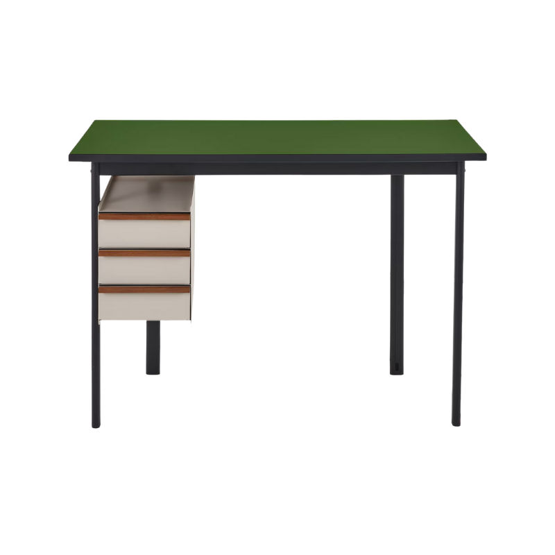 Mode Desk by Herman Miller is a study in pared-down design. This high-performance, small-space desk is equipped with cable management, a leg slot for discreet wire routing, and an optional drawer cabinet that can be installed on either side.