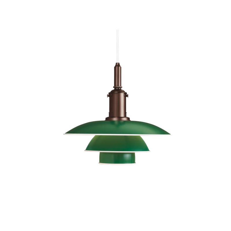 The fixture is 100% glare-free, with a design based on the principle of a reflective three-shade system, which directs most of the light downwards. The shades are made of deep-drawn aluminum with a white inner surface that ensures gentle, downward light distribution. The downward light is both soft and pleasant.