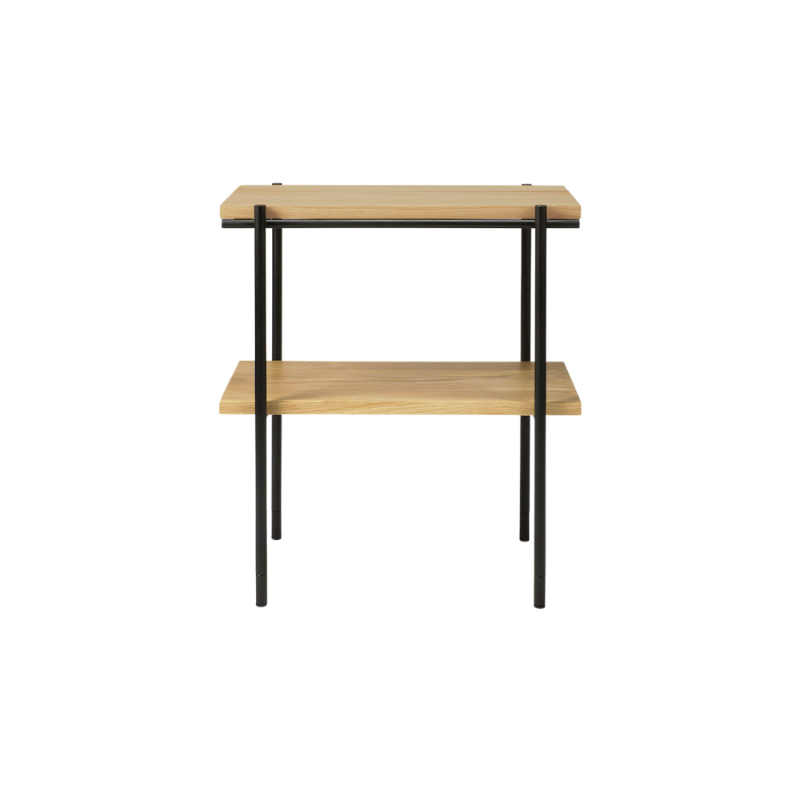 The Rise Side Table by Ethnicraft is inspired by minimalistic residential architecture, a light rectangular design is formed by the warmth of oak and metal.