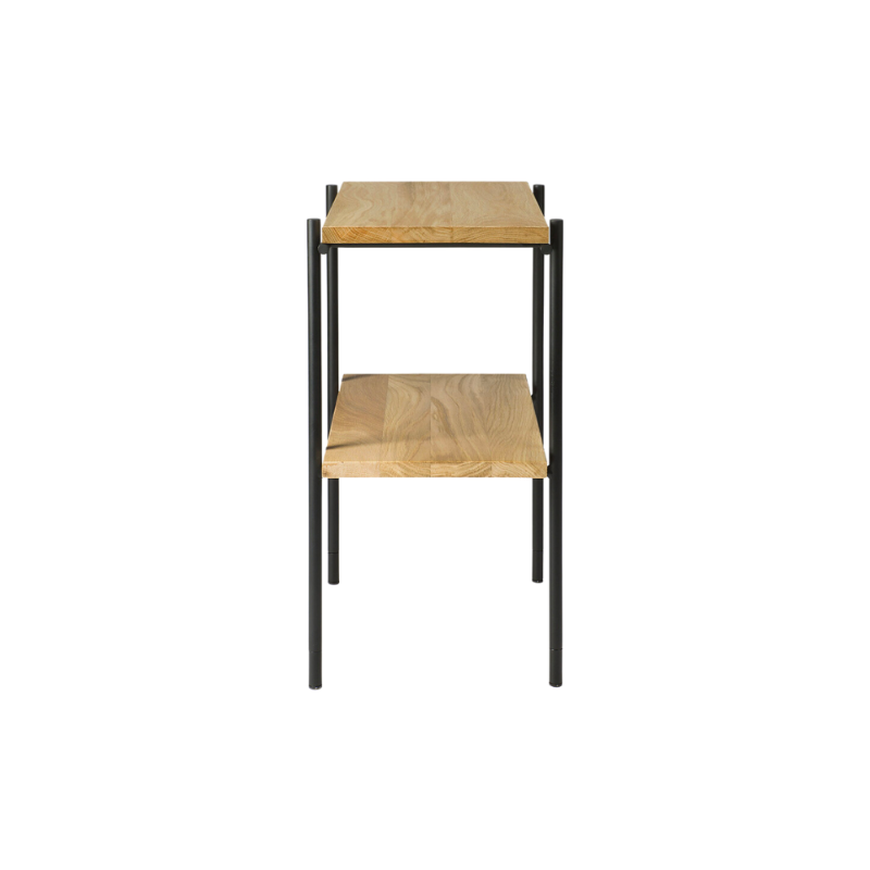 The Rise Side Table by Ethnicraft is inspired by minimalistic residential architecture, a light rectangular design is formed by the warmth of oak and metal.