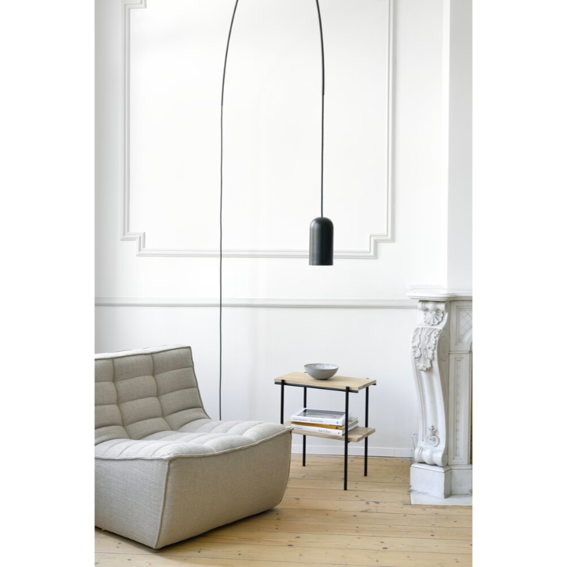 The Rise Side Table by Ethnicraft is inspired by minimalistic residential architecture, a light rectangular design is formed by the warmth of oak and metal.
