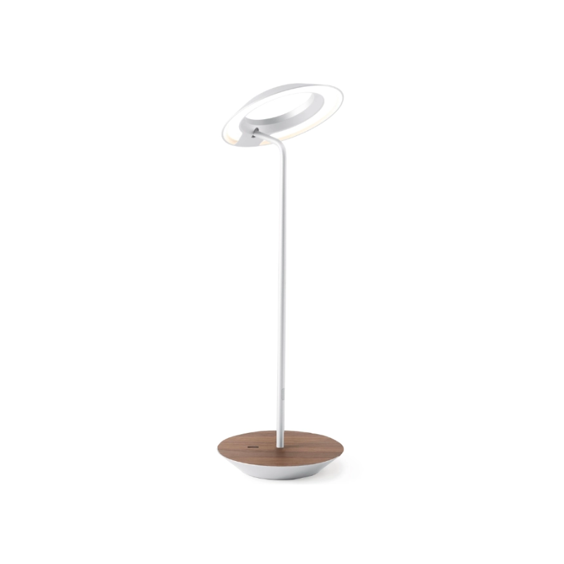 A simultaneously retro and modern desk lamp that combines elegance and inviting warmth. The Royyo Desk Lamp by Koncept will bring whimsy and charm to your desk, as well as super useful and energy-efficient LED illumination. Inventive simplicity is the value that holds together each piece of the desk lamp’s aesthetic, with a somewhat conical shade held at a distinct angle by a thin Aluminum stem. This is contrasted neatly by a distinctively shaped base.