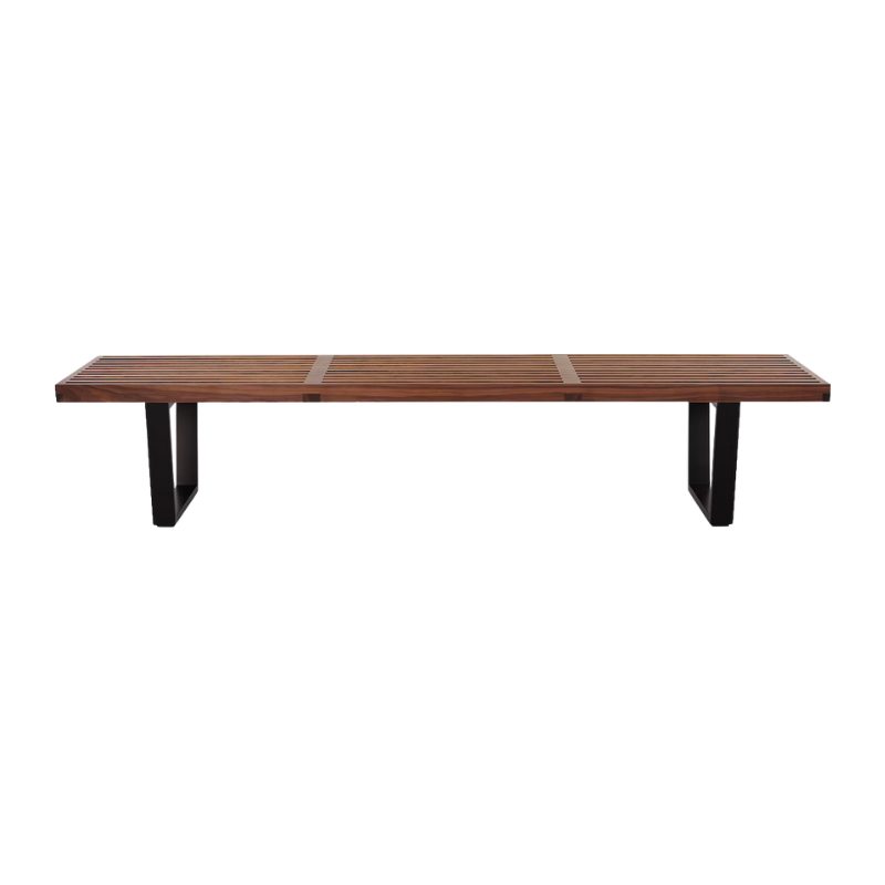 The Nelson Platform Bench from Herman Miller in walnut with the wood base, 72 inch size.