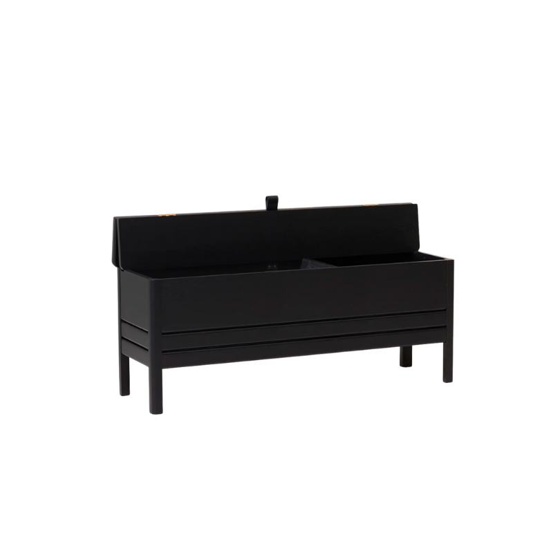An updated version of the classic stowaway bench where functionality meets clean form. 