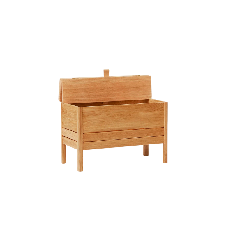 An updated version of the classic stowaway bench where functionality meets clean form. 