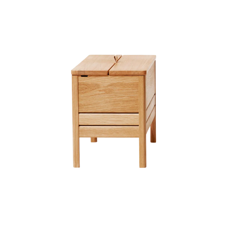 An updated version of the classic stowaway bench where functionality meets clean form. 