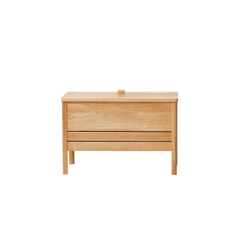 An updated version of the classic stowaway bench where functionality meets clean form. 