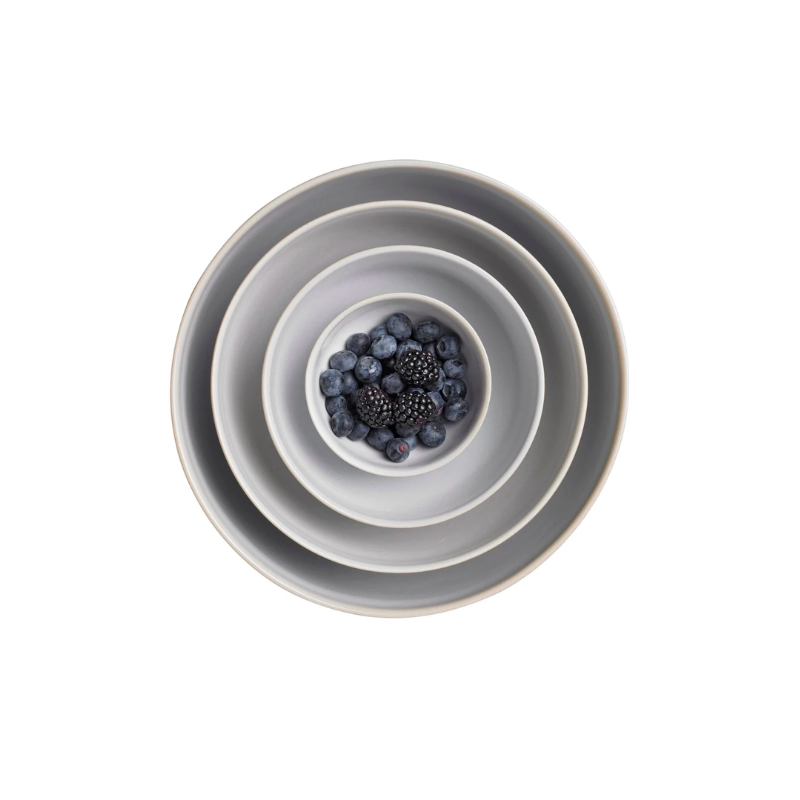 Tavola nesting bowl set 4-piece from Knabstrup Keramik contains four high-quality, round ceramic bowls designed with a beautiful and homey look. These bowls can be used as side dishes for a meal or as lovely snack bowls during more festive occasions. Tavola bowls are stackable and use minimal space when stored. Use other bowls from the same series to create a matching set.