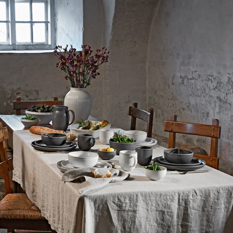 Tavola nesting bowl set 4-piece from Knabstrup Keramik contains four high-quality, round ceramic bowls designed with a beautiful and homey look. These bowls can be used as side dishes for a meal or as lovely snack bowls during more festive occasions. Tavola bowls are stackable and use minimal space when stored. Use other bowls from the same series to create a matching set.
