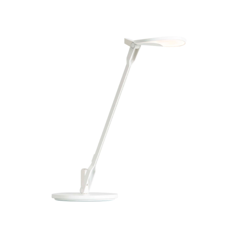 The Splitty Desk Lamp from Koncept in matte white angled.
