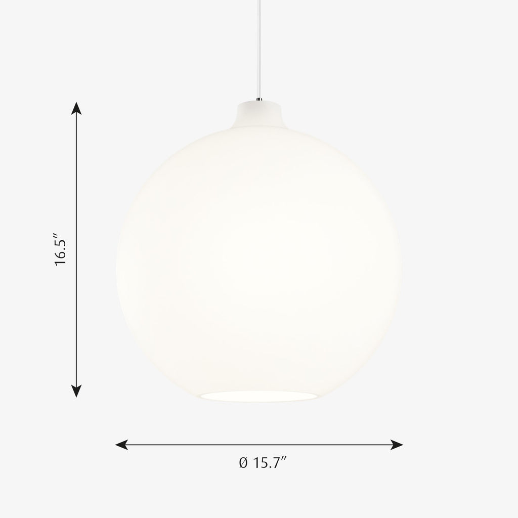 Designed by Danish architect Vilhelm Wohlert, the Louis Poulsen Wohlert Pendent features a simple and timeless globe design. The fixture provides uniform, general and diffused illumination. The opening at the bottom of the glass produces downwards directed light. The quality of the glass ensures that the fixture is evenly lit with its diffused warm glow. A ceiling canopy and suspension cable compliment the fixture's contemporary aesthetic and looks great suspended in clusters or as a singular pendant. 
