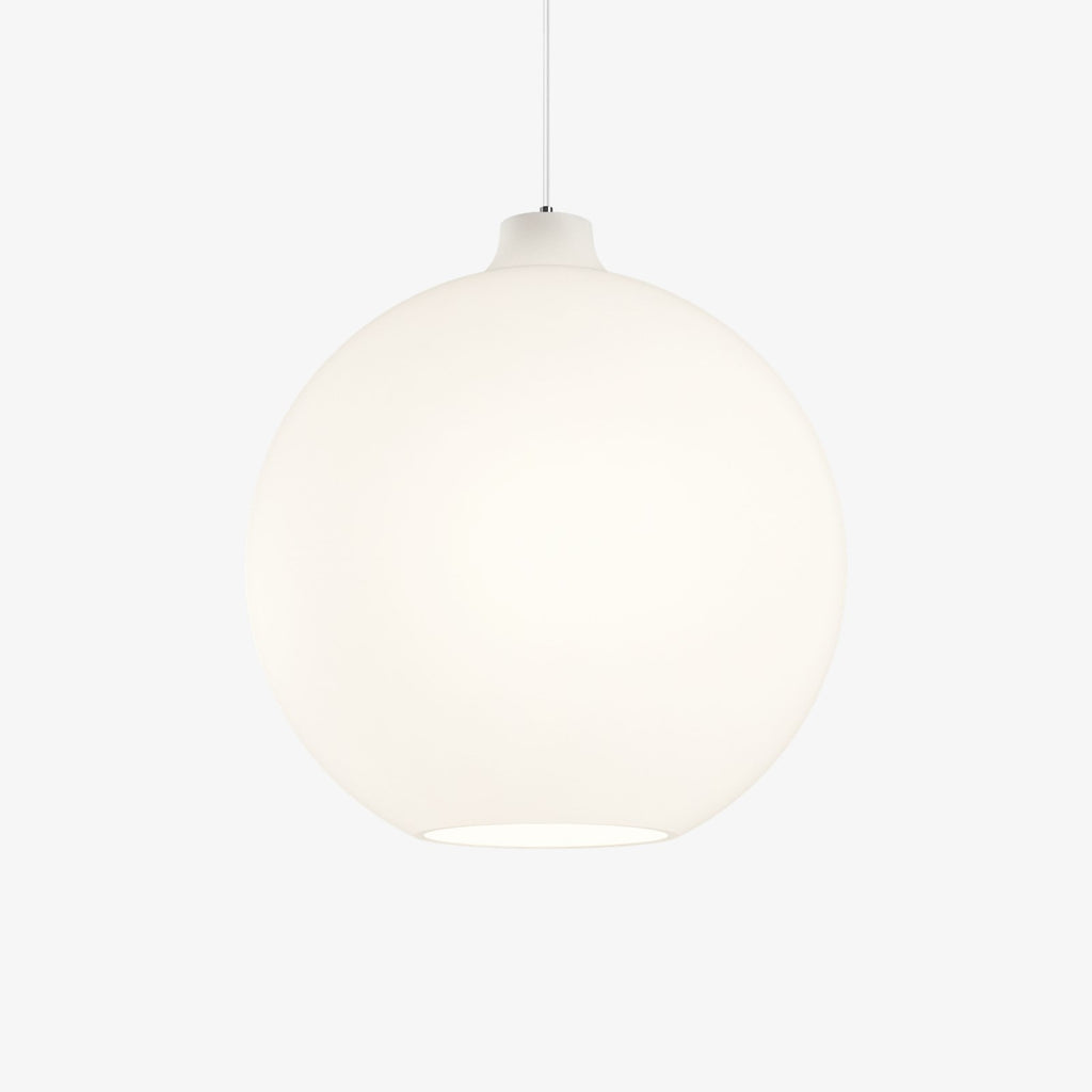 Designed by Danish architect Vilhelm Wohlert, the Louis Poulsen Wohlert Pendent features a simple and timeless globe design. The fixture provides uniform, general and diffused illumination. The opening at the bottom of the glass produces downwards directed light. The quality of the glass ensures that the fixture is evenly lit with its diffused warm glow. A ceiling canopy and suspension cable compliment the fixture's contemporary aesthetic and looks great suspended in clusters or as a singular pendant. 