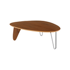 Balanced on two hairpin chrome legs and a single wooden "rudder," the wood top of the Noguchi Rudder Table (1949) seems to float airily in space. This wood and metal leg coffee table is available in three finishes and is an authentic Noguchi design created for Herman Miller.