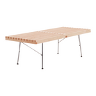 The Nelson Platform Bench from Herman Miller in maple with the metal base from the side.