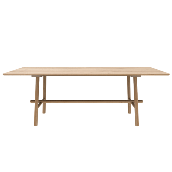 The Profile Dining Table by Ethnicraft is designed Alain van Havre with a delicate and gentle appearance. Known for its 'visual lightness,' each part seems to rest on its supporting counterpart gently. However, the sum of all parts equals a very solid structure. Made of solid oak, the Profile Dining Table is modern and warm in its organic rectangular design features seamlessly in any dining room.